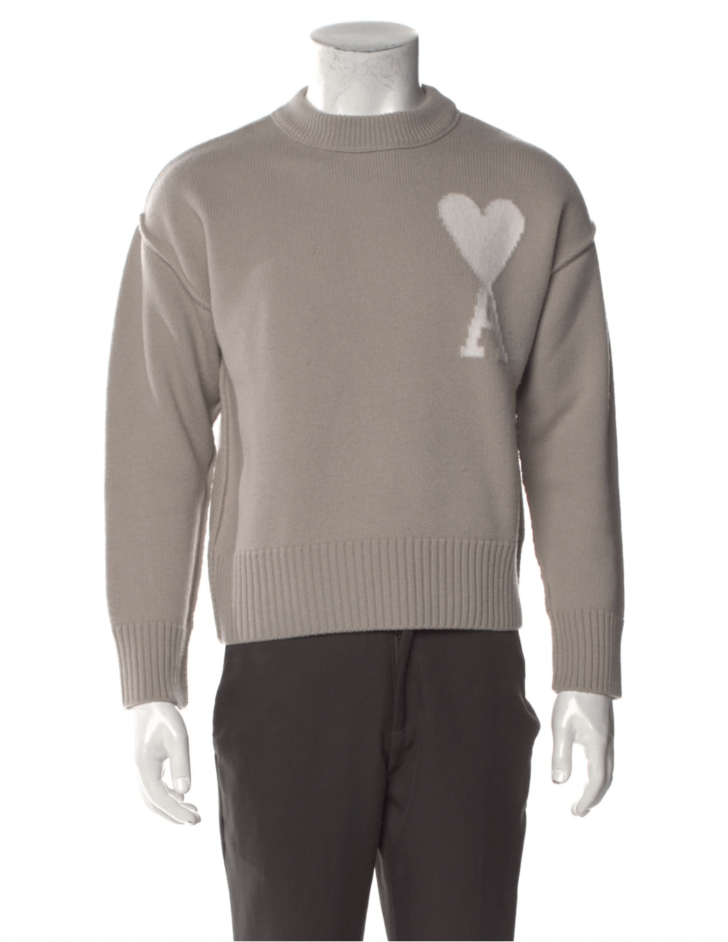 【送料&関税込】Ami Alexandre Mattiussi Ami Sweaters Beige Beige Ami de Cœur Sweater by AMI Paris on Sale