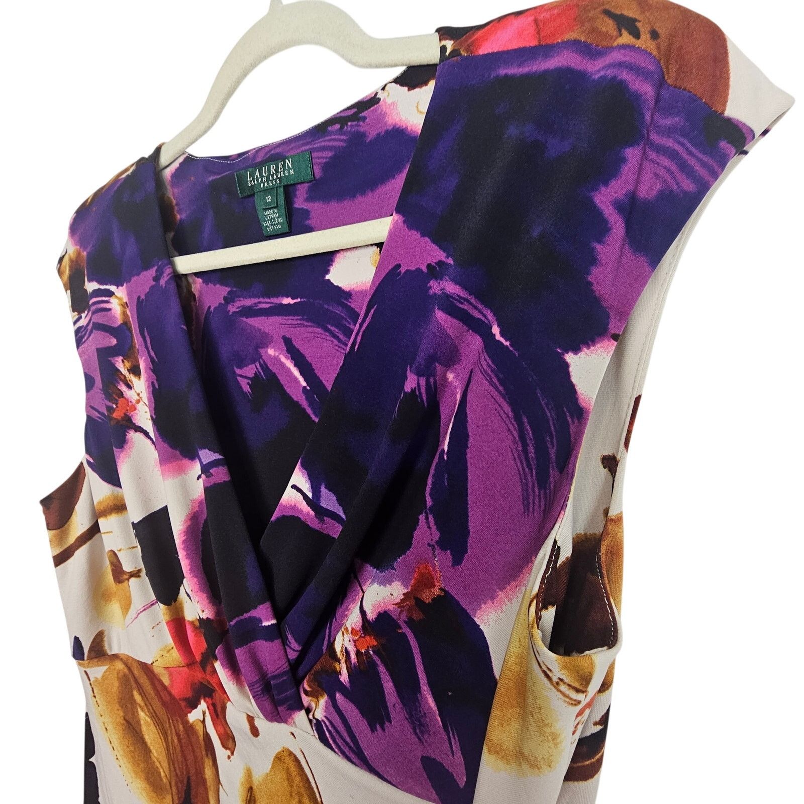 Lauren Ralph Lauren Lauren Ralph Lauren Womens Floral Sheath Dress 12 Ruched Size L / US 10 / IT 46 - 4 Thumbnail