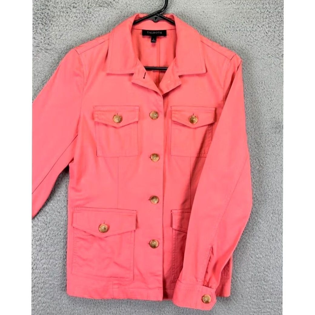 Talbots Talbots Jacket Women Small Pink Stretch Coat Pocket Button Casual Outdoor Ladies Size S / US 4 / IT 40 - 2 Thumbnail