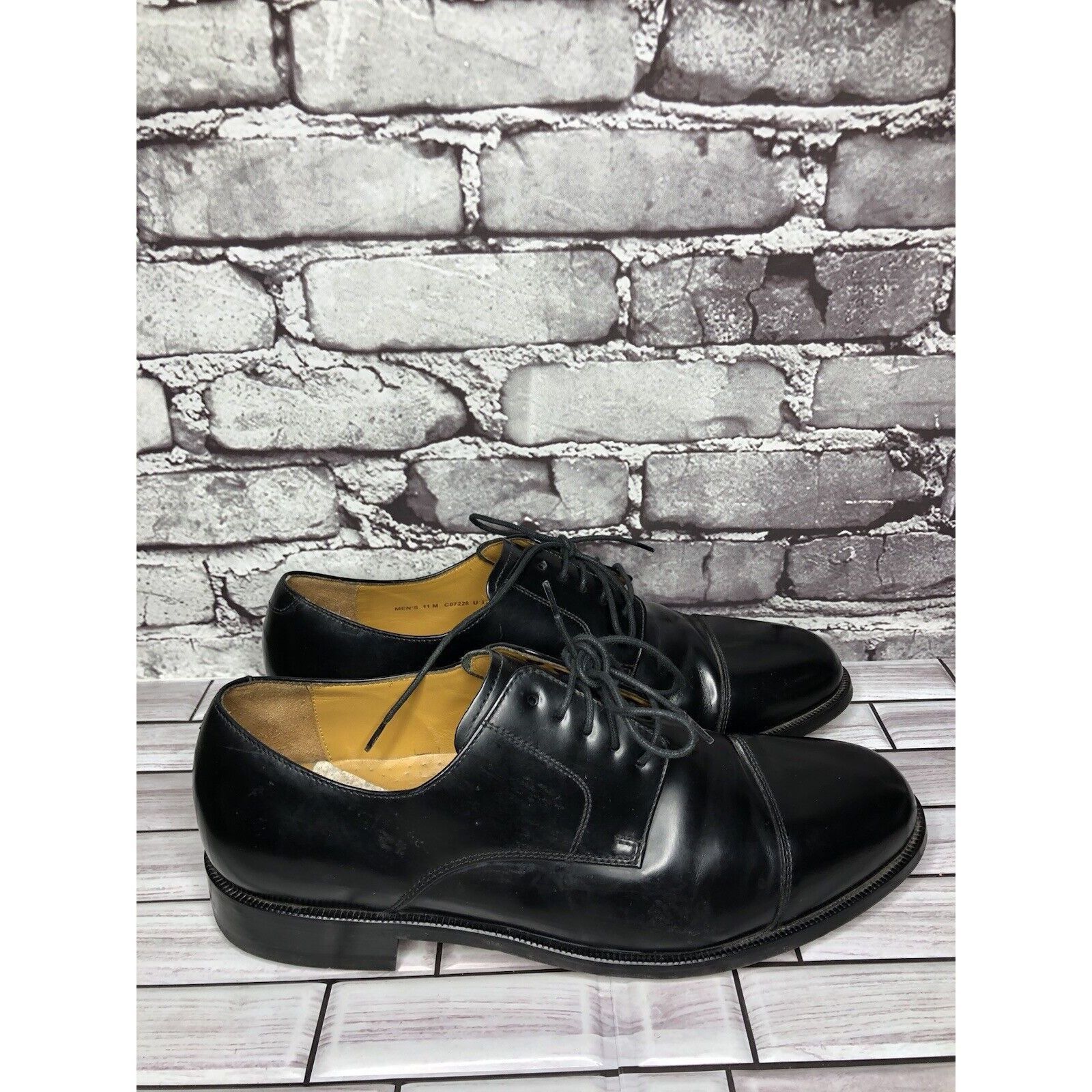 Cole Haan Cole Haan Air Black Leather Cap Toe Oxfords Lace Up Dress Sh Size US 11 / EU 44 - 11 Thumbnail