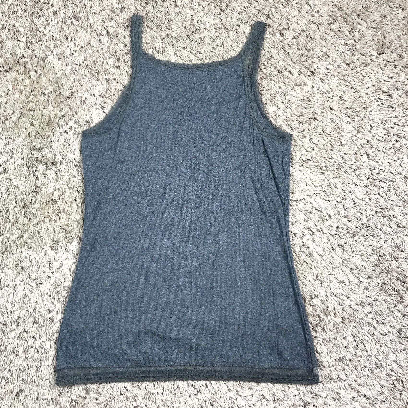 Converse Converse All Star Gray Tank Top Womens L Lace Trim Ribbed Flattering Fit Casual College Grunge School Classic Tagless Womens) Size L / US 10 / IT 46 - 3 Thumbnail