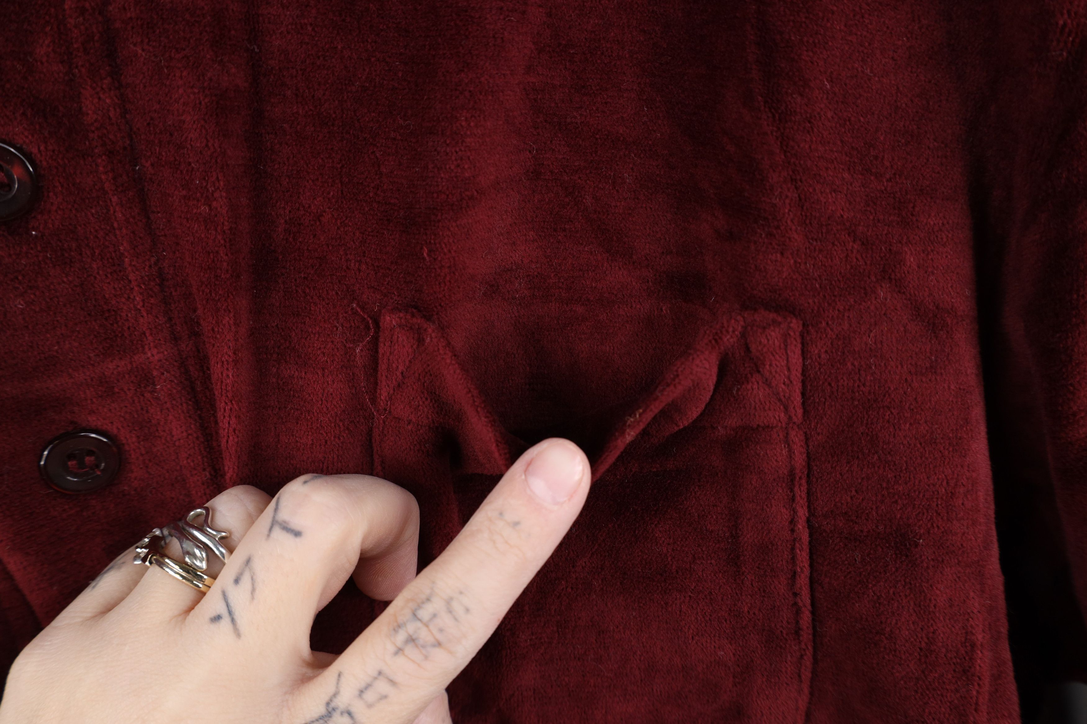 Vintage Vintage 70s Streetwear Velour Collared Long Sleeve Polo Red Size US XL / EU 56 / 4 - 4 Thumbnail
