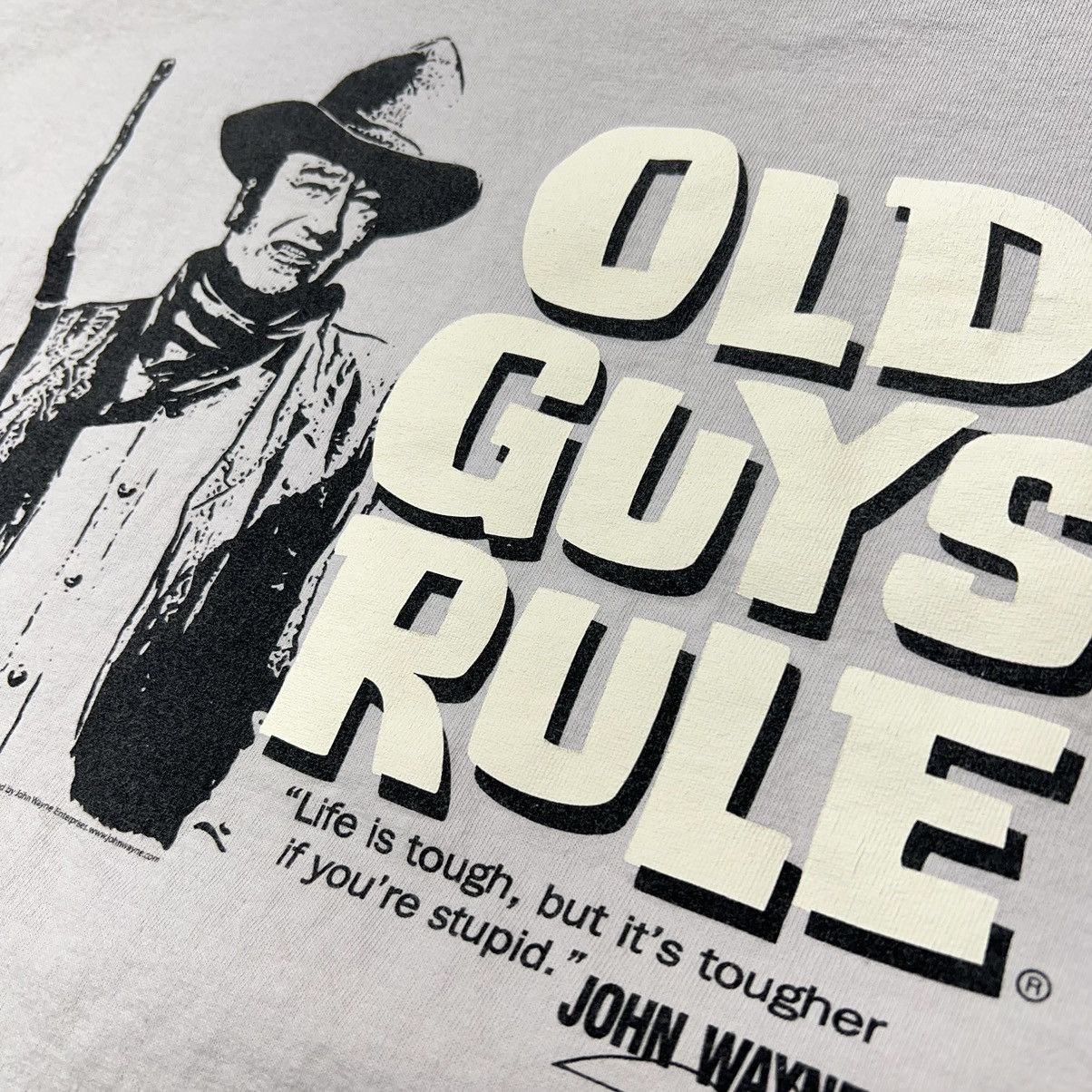 Vintage Old Guys Rule Tee Shirt Beige John Wayne Graphic Dad Y2K Size US L / EU 52-54 / 3 - 13 Thumbnail