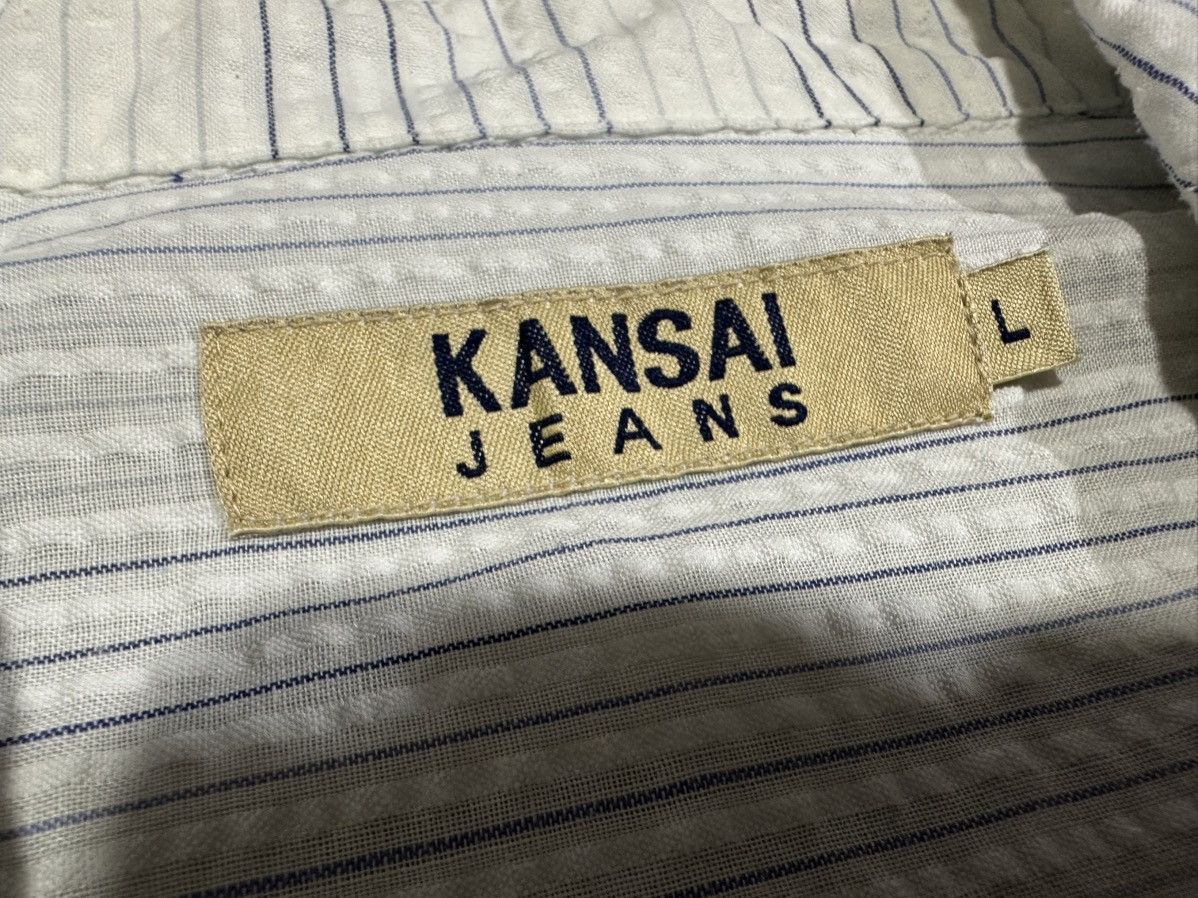 Japanese Brand 🔥Rare Vintage Kansai Jeans Striped Zip Shirt Double Pockets Size US L / EU 52-54 / 3 - 6 Thumbnail