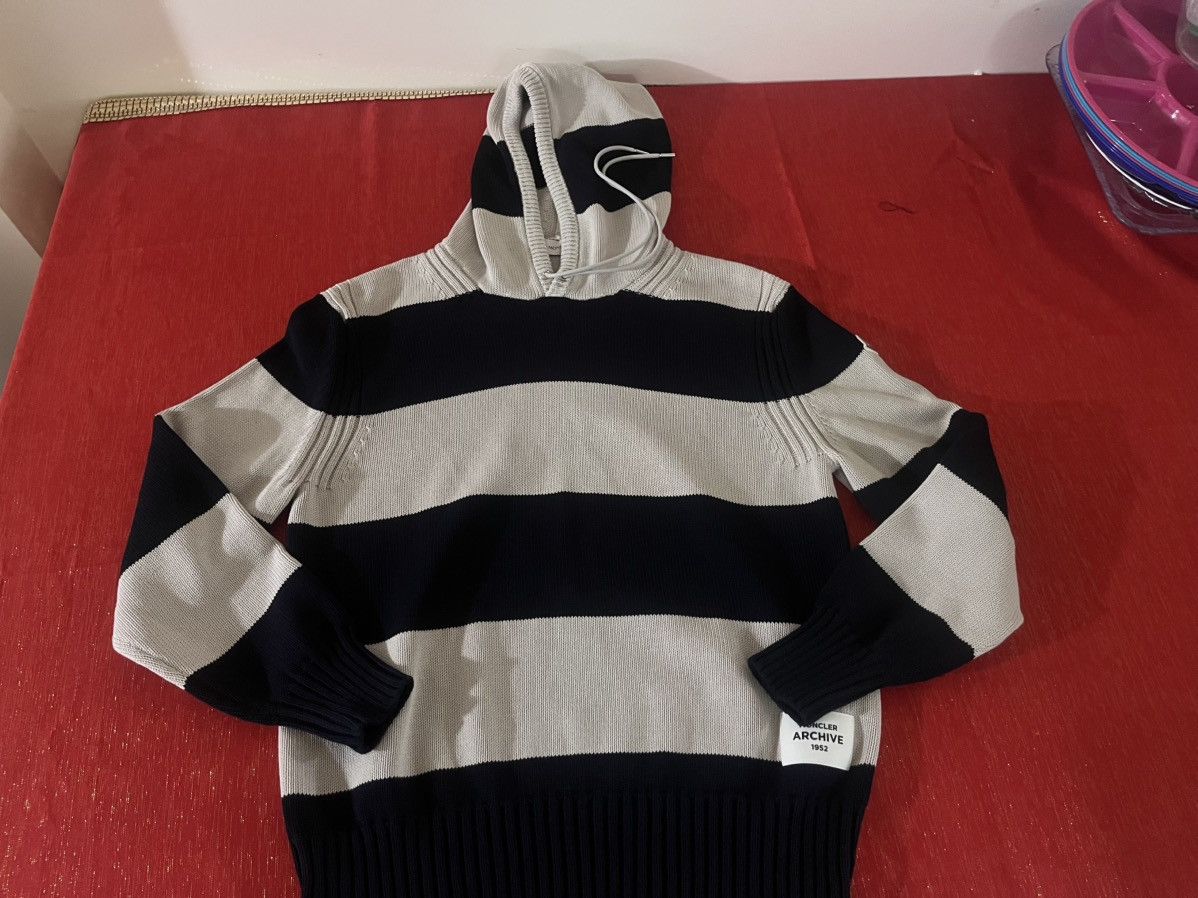 Moncler Moncler Cotton Striped Knit Hoodie Sz XL Size US XL / EU 56 / 4 - 17 Thumbnail
