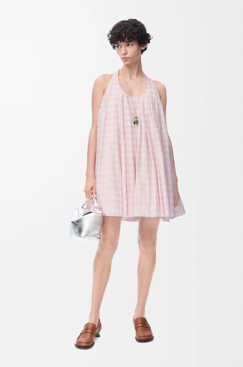 Loewe o1loc1c0525 Trapeze Dress In Cotton in White/Pink Size M / US 6-8 / IT 42-44 - 2 Thumbnail