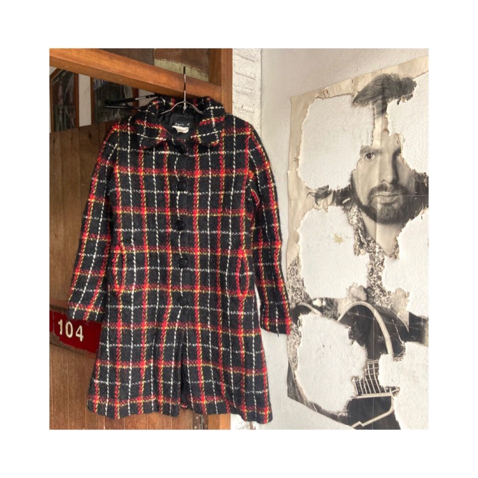 Vintage agnes b Plaid Fleece Midi Coat