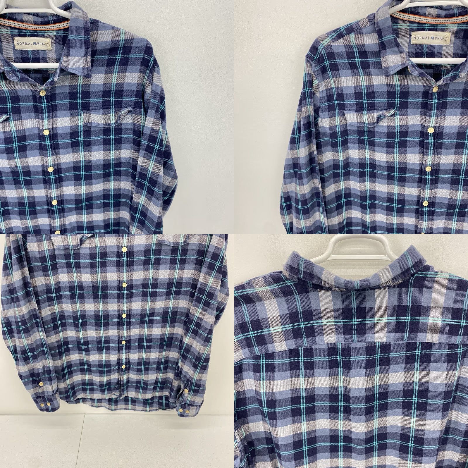 Vintage the normal brand Shirt Men 2XL Button-Up Plaid Blue Long Sleeve Work Shirt Size US XXL / EU 58 / 5 - 8 Thumbnail