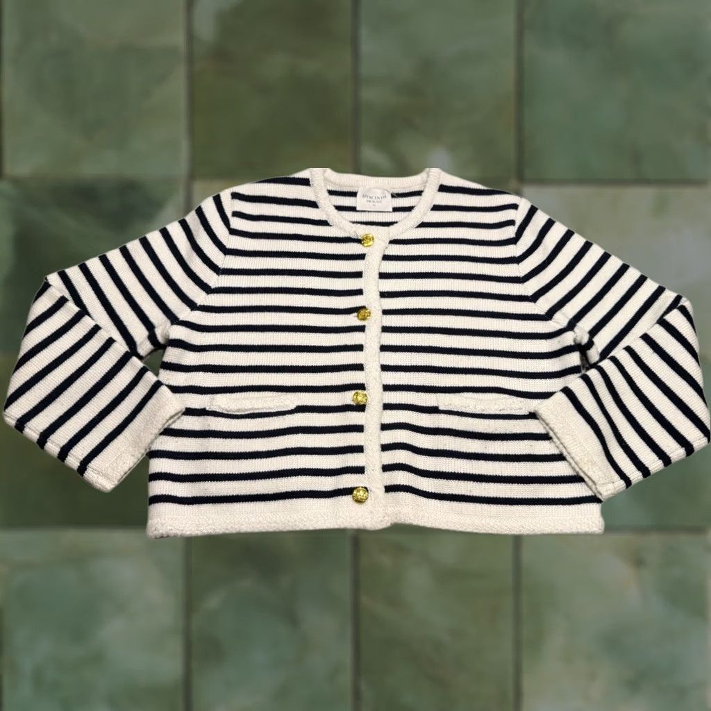 Vintage VINTAGE Hyacinth House Maybourne Cardigan White Striped Gold Button XL Women Sweater Size XL / US 12-14 / IT 48-50 - 1 Thumbnail