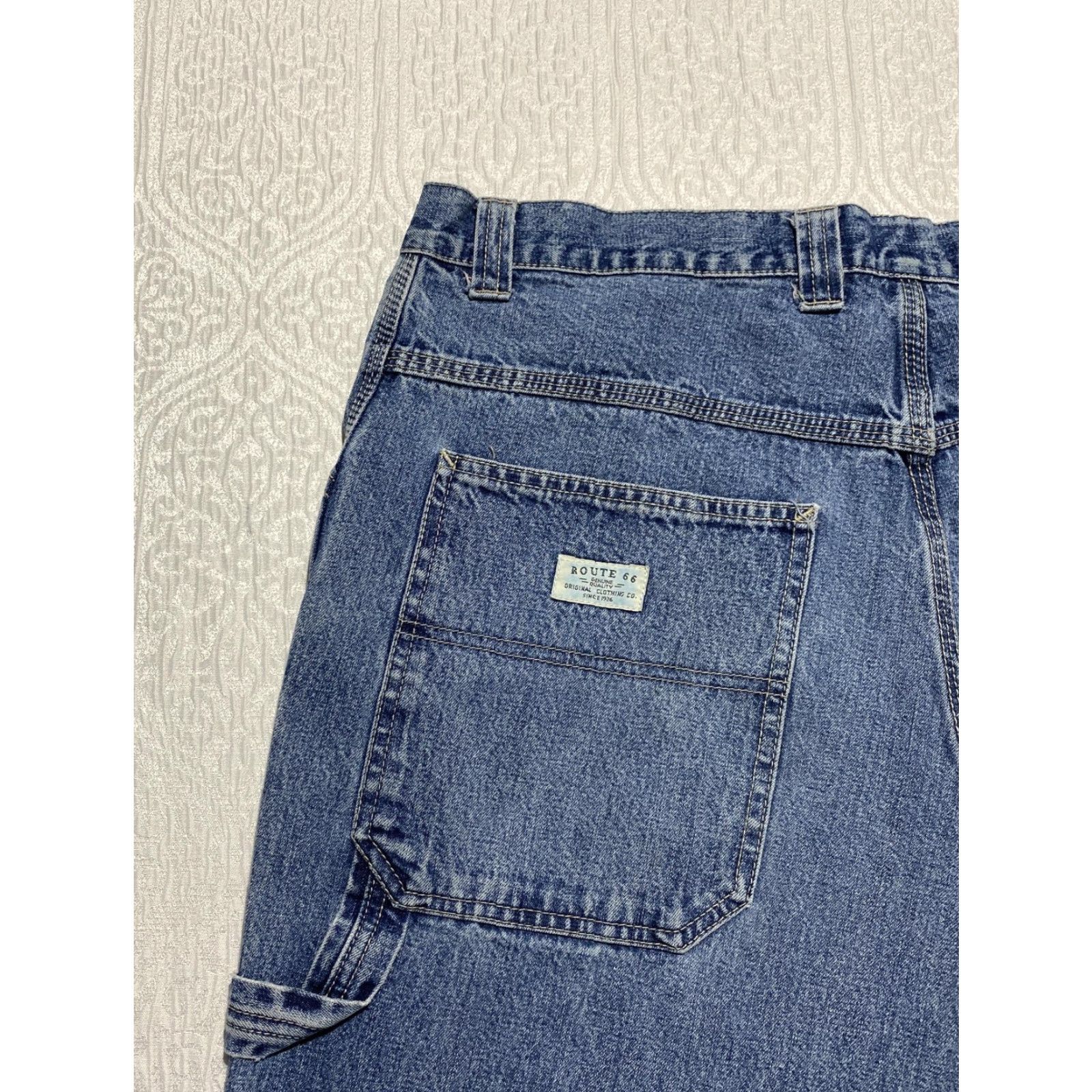 Route 66 Route 66 Jeans Mens 38x32 Carpenter Denim Workwear Pockets Relaxed Fit Blue Cargo Pocket Straight 90s Retro Mens Size US 38 / EU 54 - 3 Thumbnail