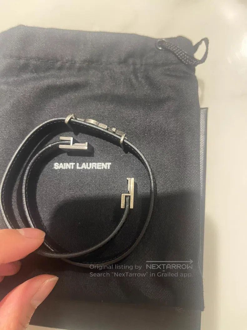 Saint Laurent Paris Saint Laurent Paris Black leather wristband Size ONE SIZE - 6 Thumbnail