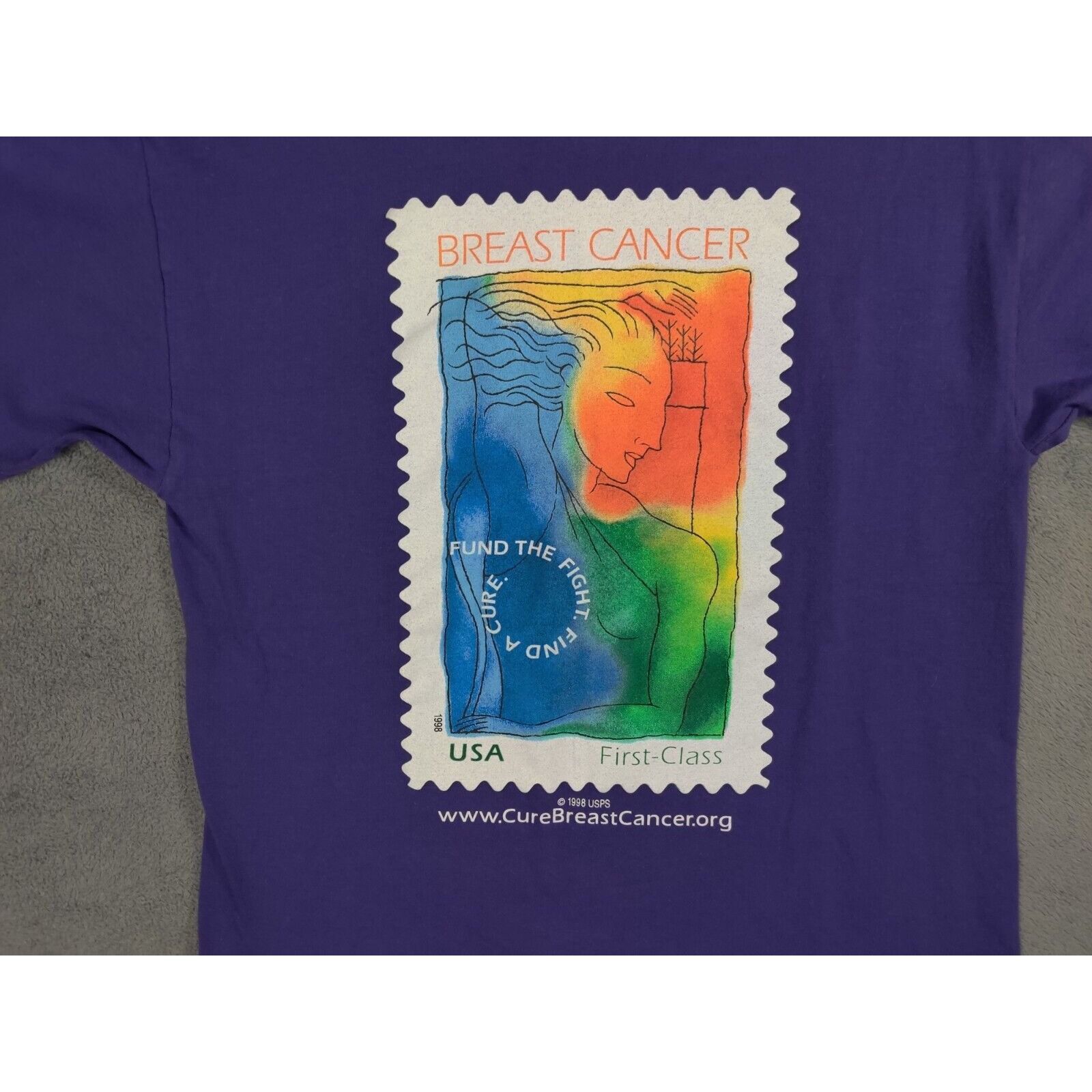 Hanes Breast Cancer Shirt Adult Mens Medium Purple Fund The Fight Size US M / EU 48-50 / 2 - 2 Thumbnail