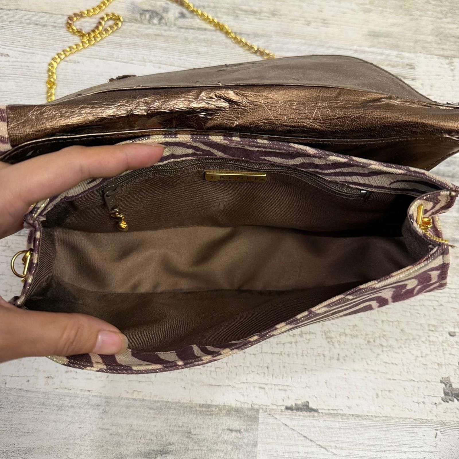 Designer J Renee Zebra Print Gold Chain Crossbody Size ONE SIZE - 6 Thumbnail