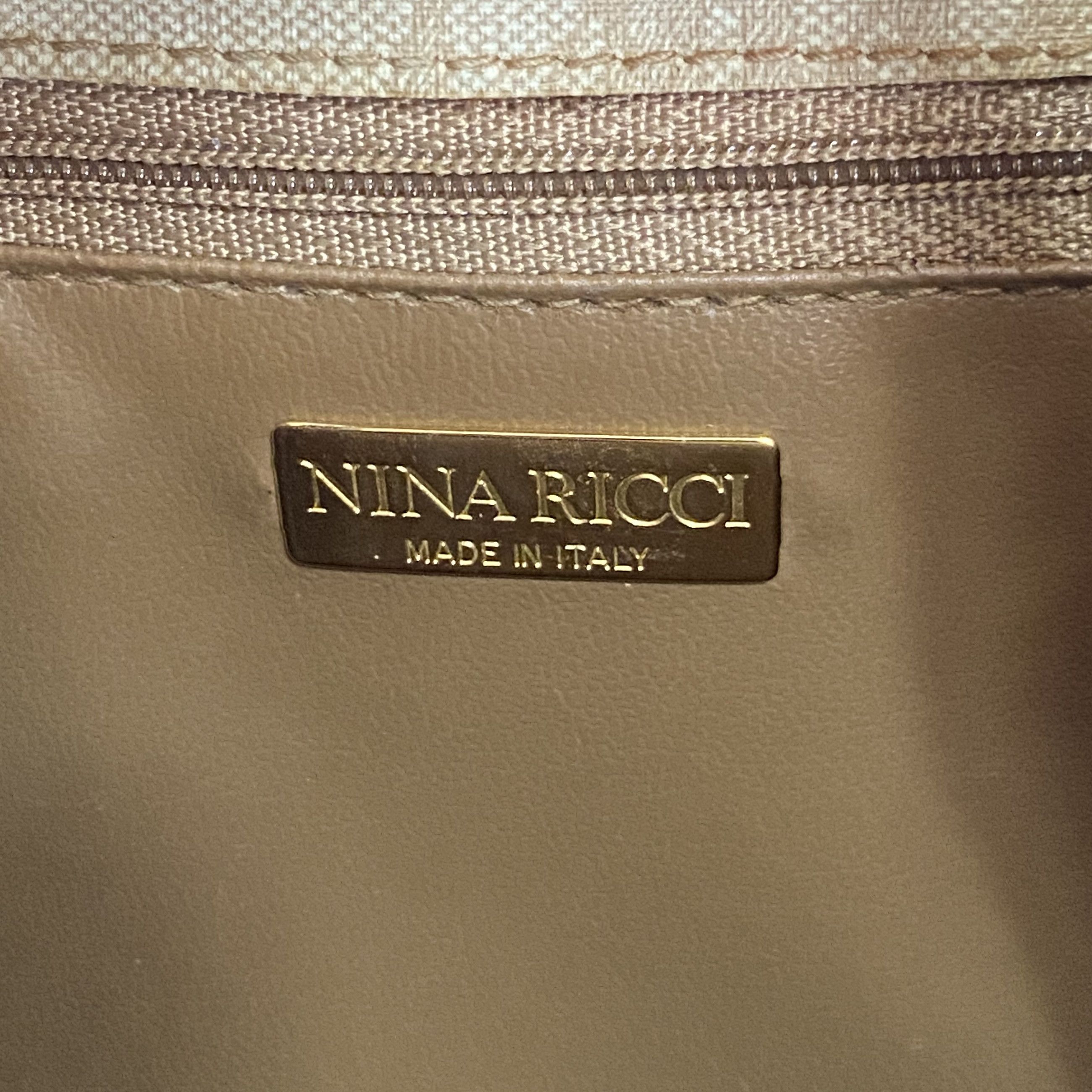 Nina Ricci × Vintage NINA RICCI Vintage Beige Brown Monogrammed Handbag Size ONE SIZE - 11 Thumbnail