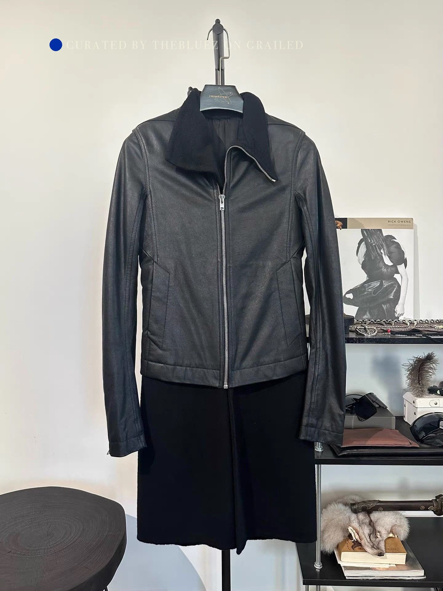 Rick Owens Spliced Black Mid-Length Woolen Coat Size US S / EU 44-46 / 1 - 1 Thumbnail