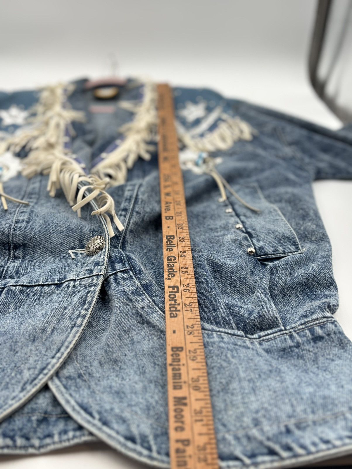 Vintage 1980s fringe denim statement jacket Size S / US 4 / IT 40 - 5 Thumbnail