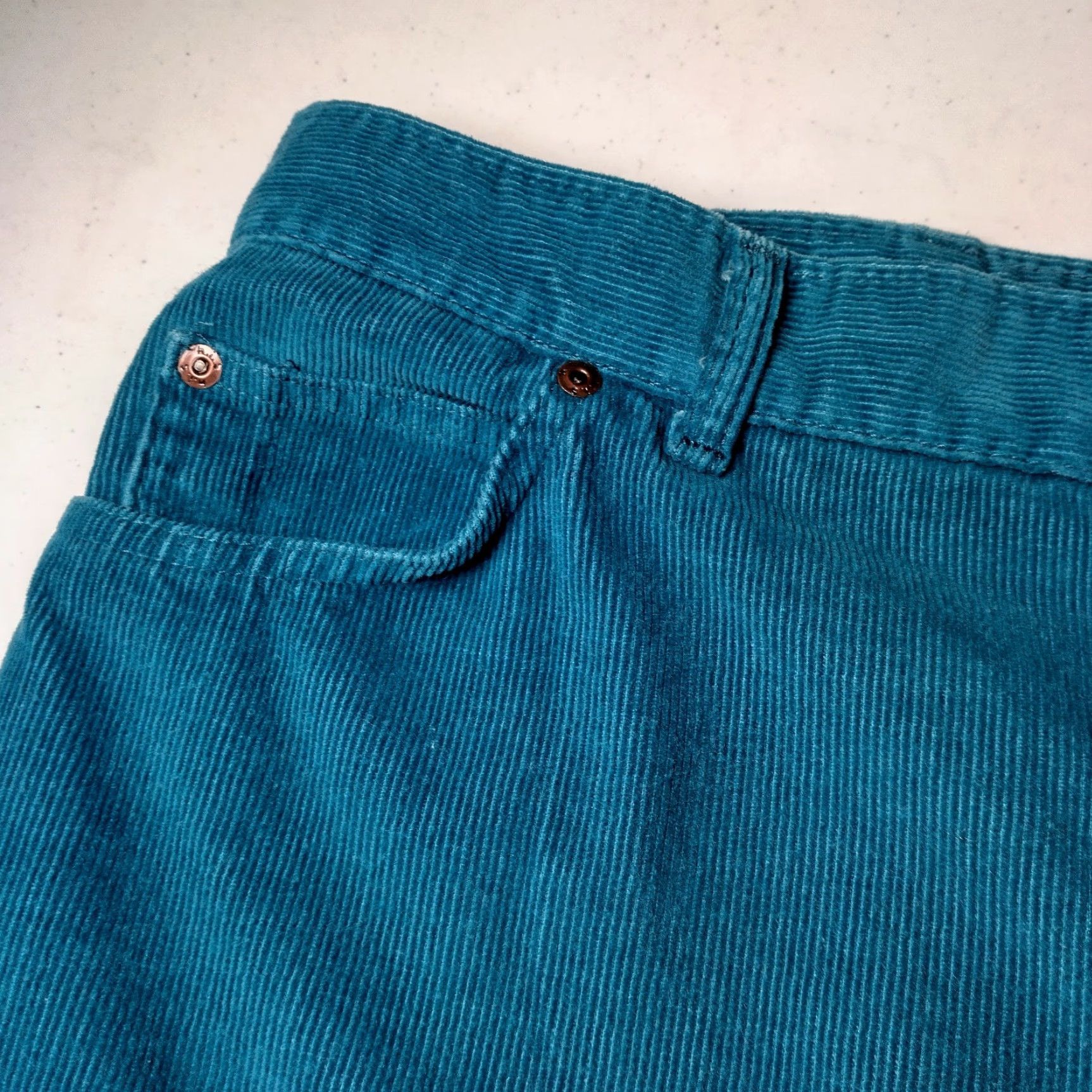 Vintage VINTAGE CHIC by HIS Corduroy Pants Women 40x31 Teal Blue Corduroys Pants Retro Vintage Straight Women 40 31 Size 27" / US 4 / IT 40 - 4 Thumbnail