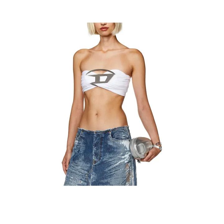 Diesel Diesel White Logo Strapless Top 0079 Size S / US 4 / IT 40 - 1 Thumbnail