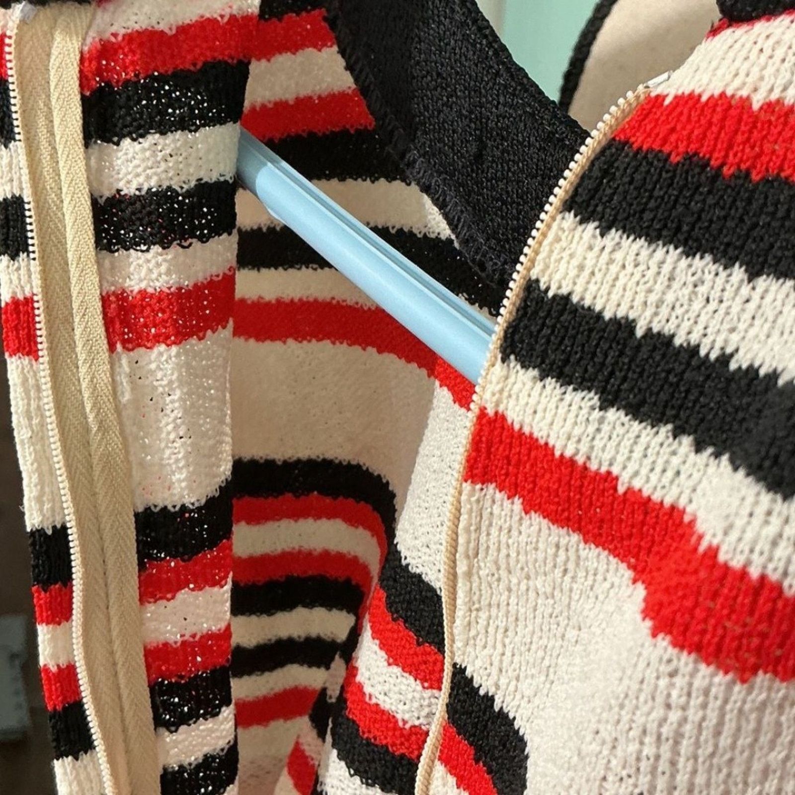 Handmade Vintage Handmade Mod Stripe Dress Red Black Cream Retro Size XS / US 0-2 / IT 36-38 - 3 Thumbnail