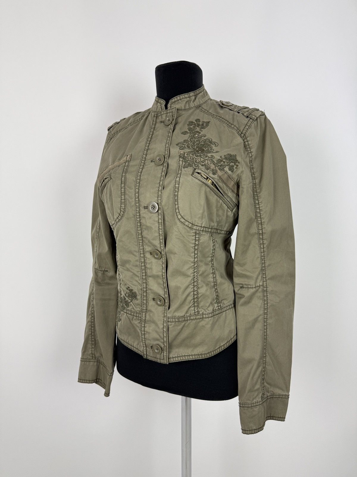Esprit Y2K Vintage Esprit Fitted Olive Green Military Jacket S Size S / US 4 / IT 40 - 1 Thumbnail