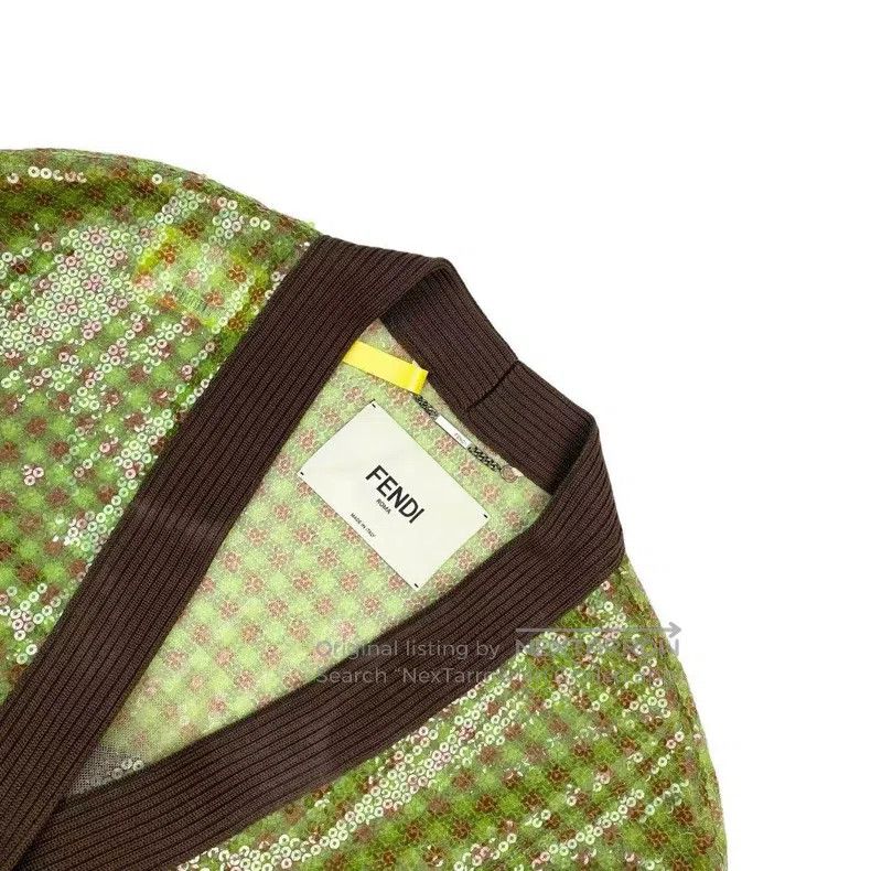 Fendi Fendi Nylon green sequin plaid cardigan Size XS / US 0-2 / IT 36-38 - 3 Thumbnail