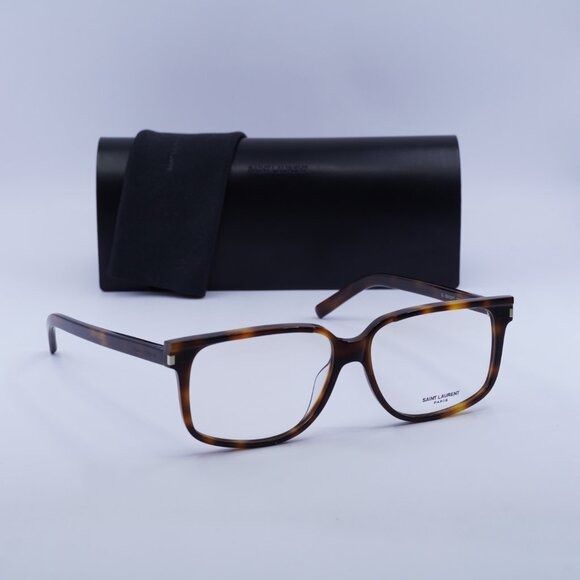 Saint Laurent Paris Saint Laurent SL599OPT 002 Eyeglasses Dark Havana 58mm Size ONE SIZE - 11 Thumbnail