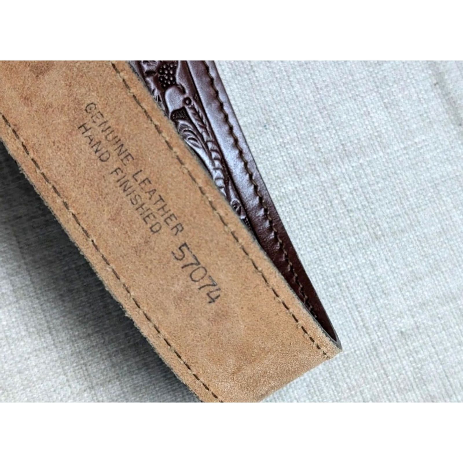 Vintage VINTAGE western belt belt brown leather COWHIDE tooled tapered 38 1-3/4" width Men 38/39 brown vintage western belt Size 38 - 5 Thumbnail
