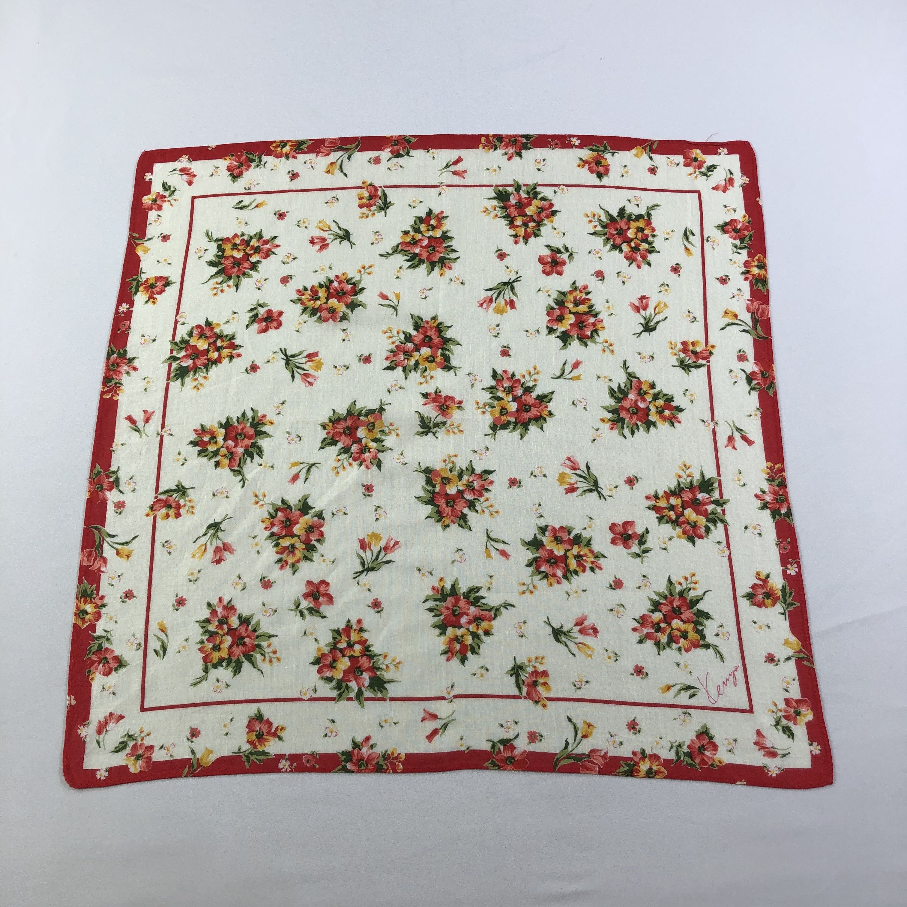 Japanese Brand × Kenzo × Vintage Kenzo Floral Handkerchief Neckerchief Bandana H2074 Size ONE SIZE - 2 Thumbnail