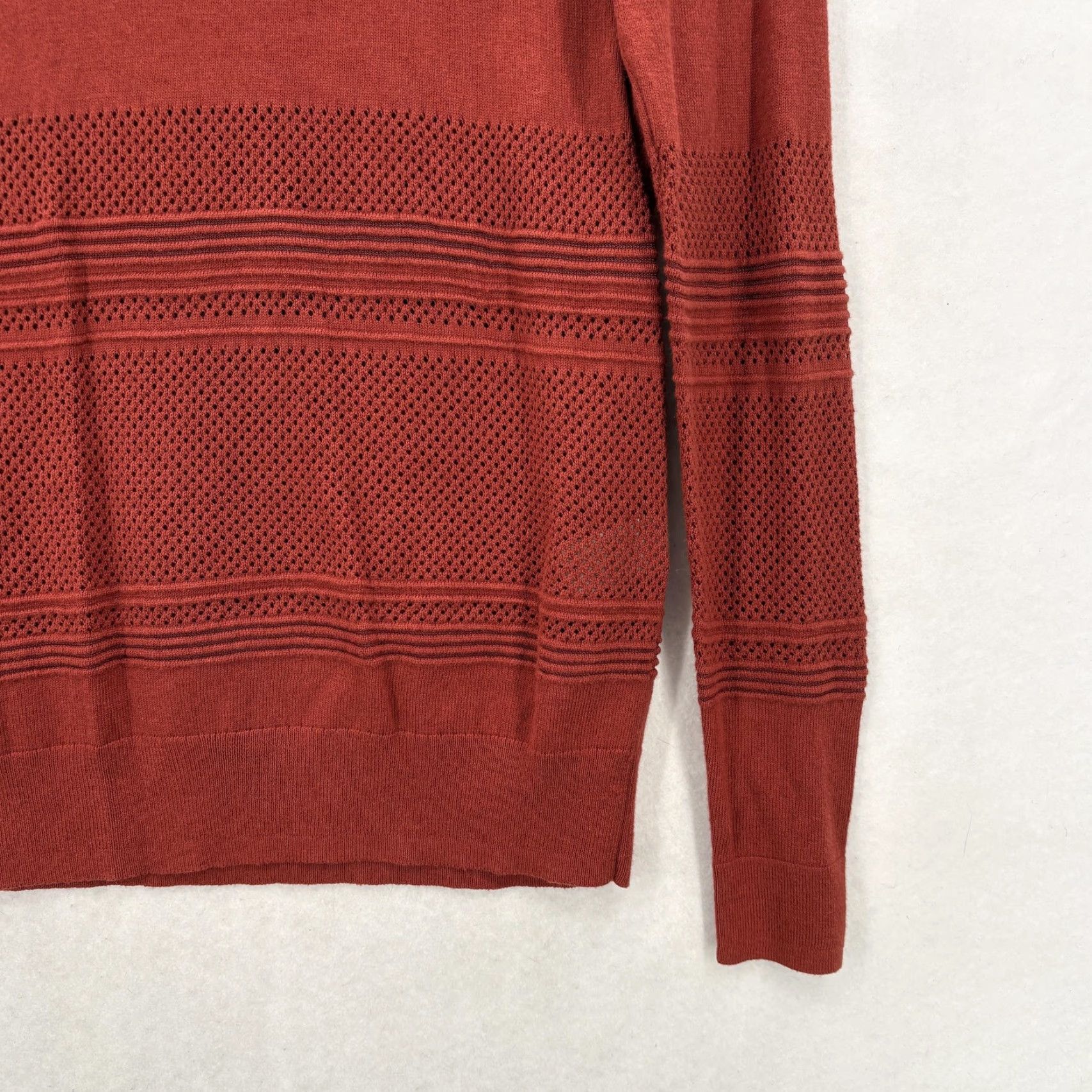 Market Market & Spruce Sweater Womens XS Copper Rowan Textured Crew Neck Knit Open-Knit Lightweight Fall Winter Casual Mens? Size XS / US 0-2 / IT 36-38 - 3 Thumbnail