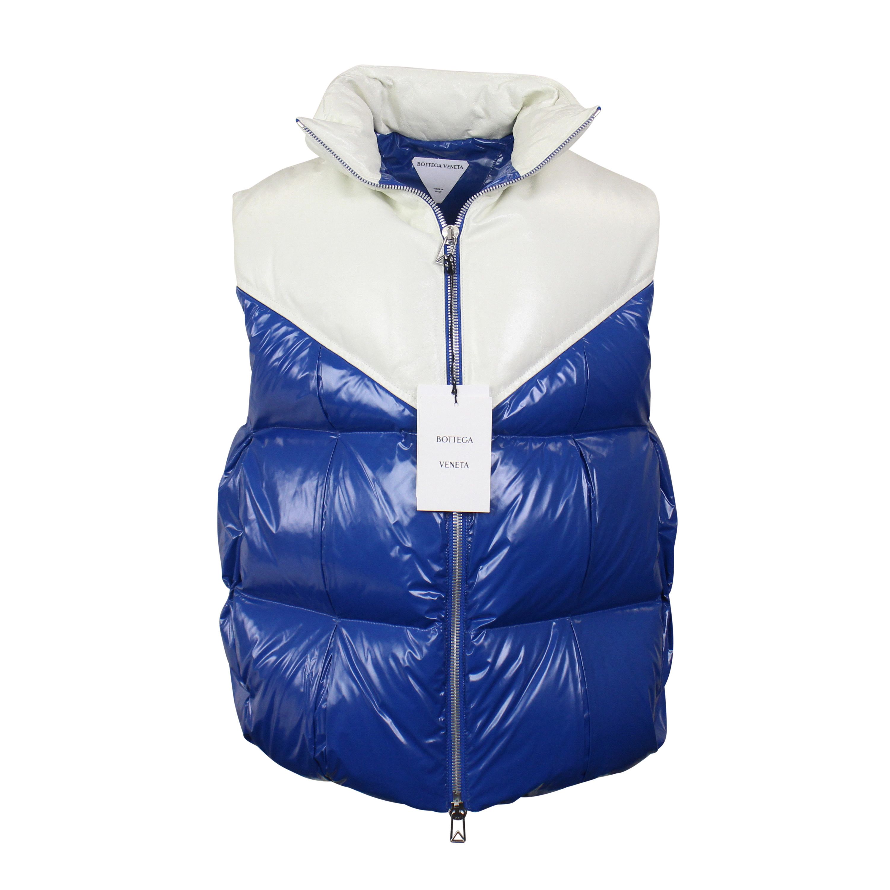 image of Bottega Veneta White/blue Puffer Vest Size M, Men's