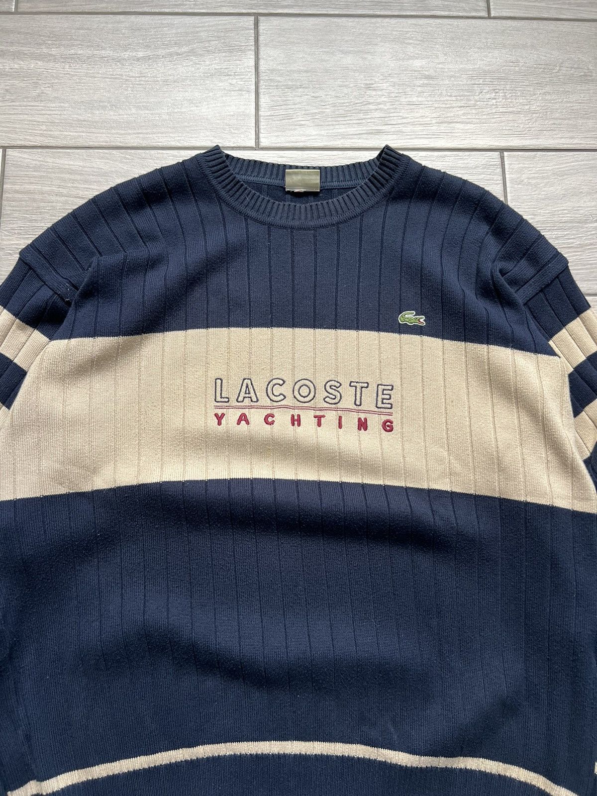 Lacoste Vintage 90s Lacoste Sweatshirt Stripe Big Logo Streetwear Size US XXL / EU 58 / 5 - 4 Thumbnail