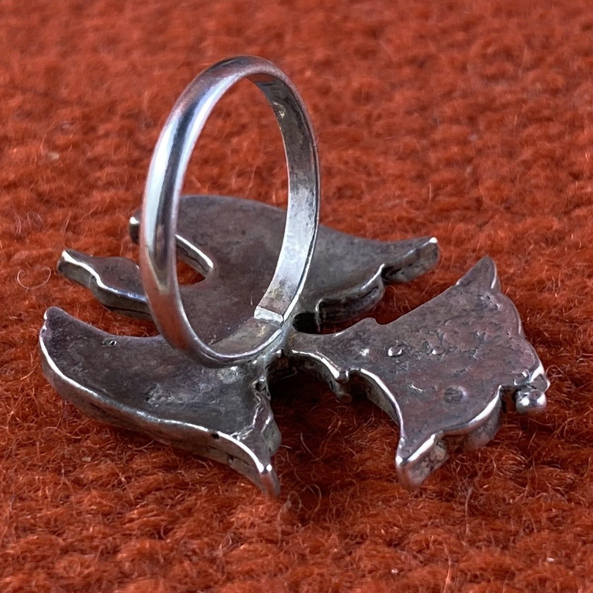 Kapital × Vintage Vtg Navajo Sterling Turquoise Coral Chunky Peyote Bird Ring Size ONE SIZE - 4 Thumbnail