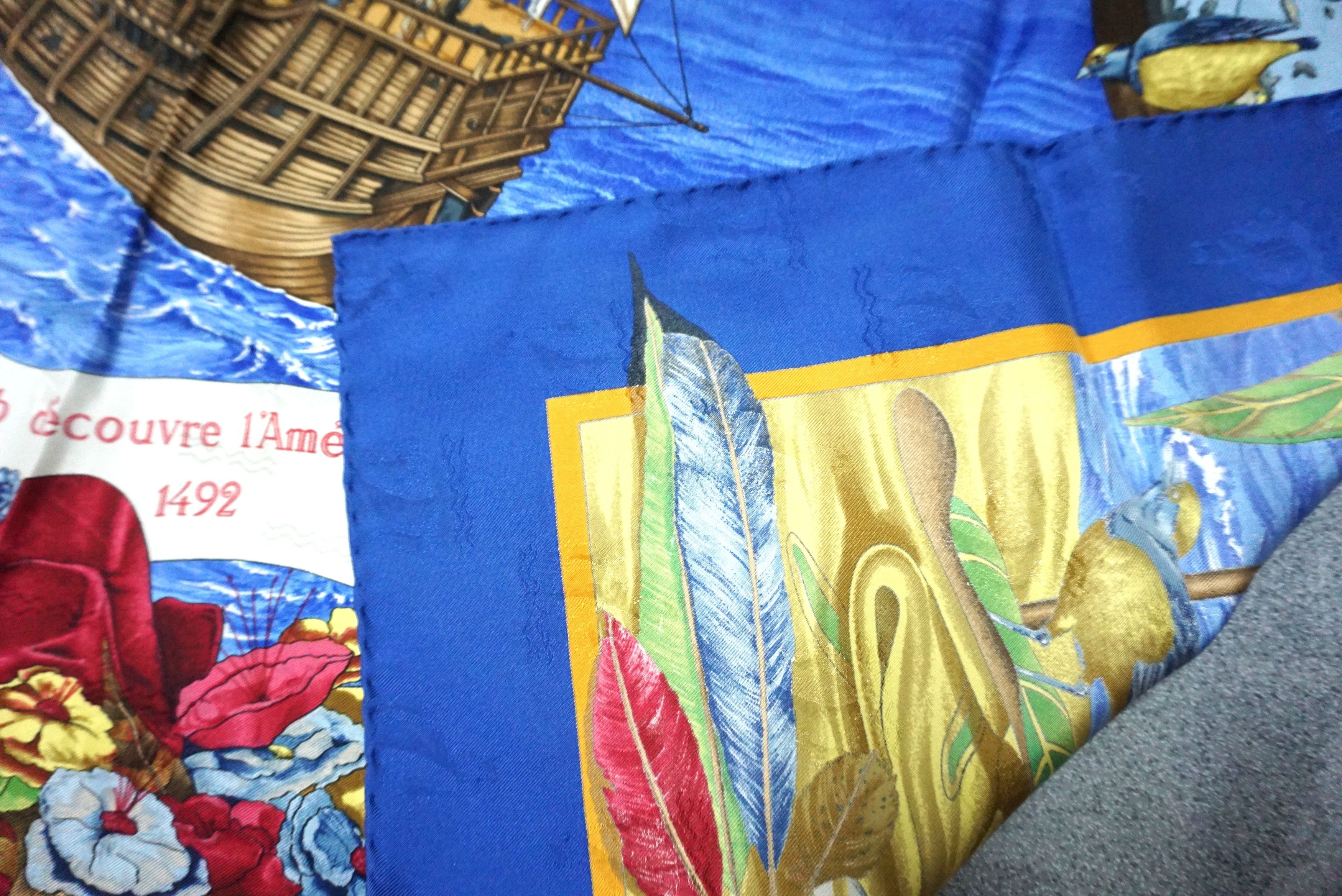 Hermes × Vintage HERME'S CHRISTOPHE COLOMB CARRE 90 VINTAGE SILK SCARF Size ONE SIZE - 11 Thumbnail