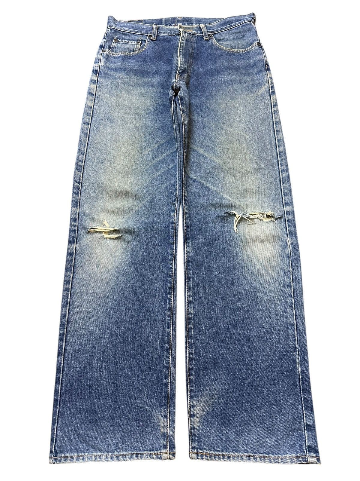 Denime Vintage Japanese Brand Blue Faded Wash Distress Baggy Jeans Size US 32 / EU 48 - 1 Thumbnail