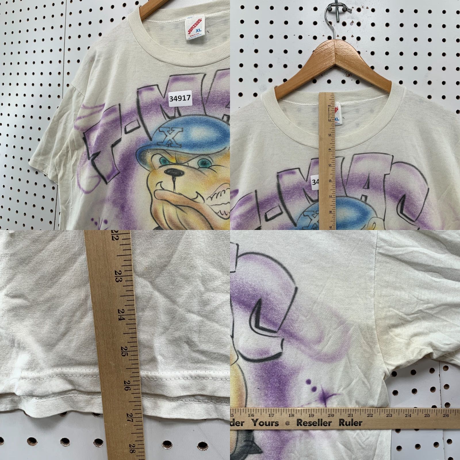 Vintage Vintage 90s Bulldog Air Brushed T-Shirt Men XL White Retro 90s Graphic Made USA Size US XL / EU 56 / 4 - 8 Thumbnail