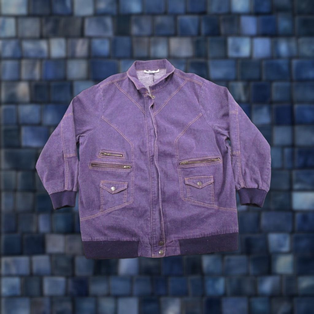 Vintage VINTAGE Denim 24/7 Purple Denim Full Zip Jacket Women's Plus Size 24W Pockets Denim 24/7 Jacket Size 42" / US 20 - 1 Thumbnail