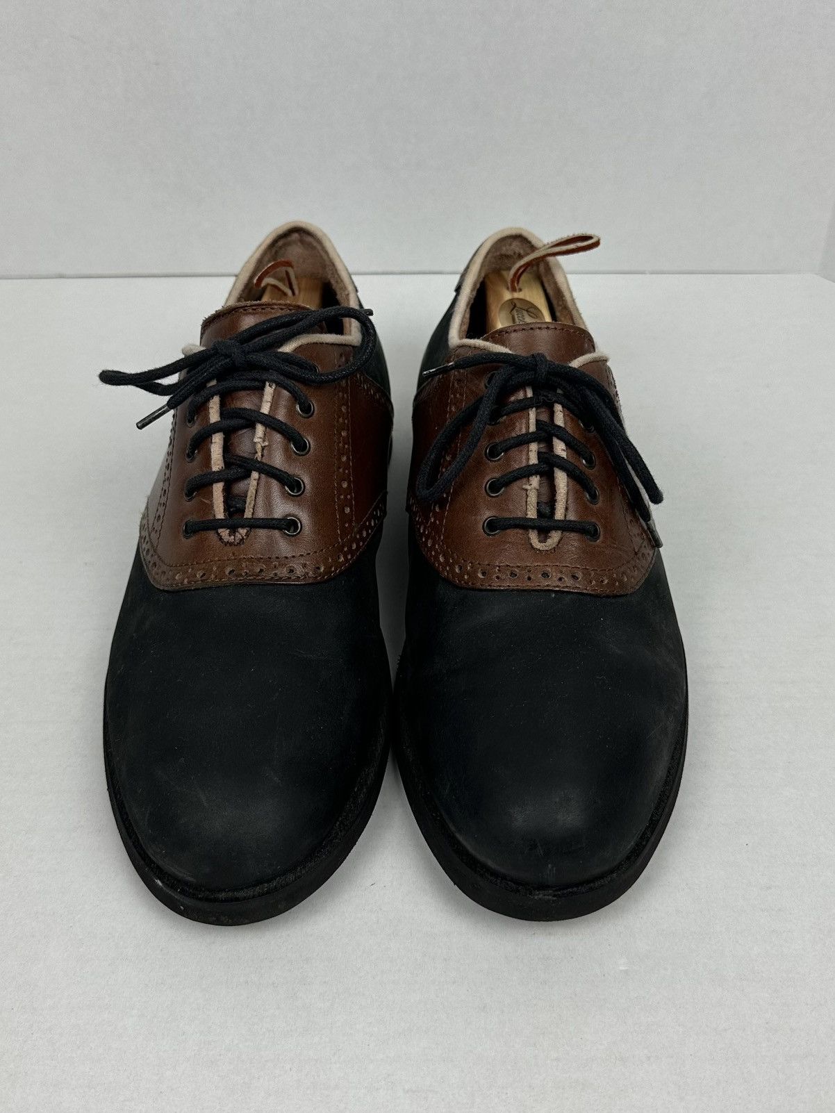 Florsheim × Vibram FLORSHEIM Two Tone Black Brown Saddle Shoes Oxford Size US 9.5 / EU 42-43 - 5 Thumbnail