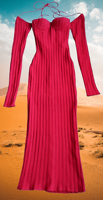 LaQuan Smith Bare shoulders wool ribbed dress w corset Size XS / US 0-2 / IT 36-38 - 2 Thumbnail