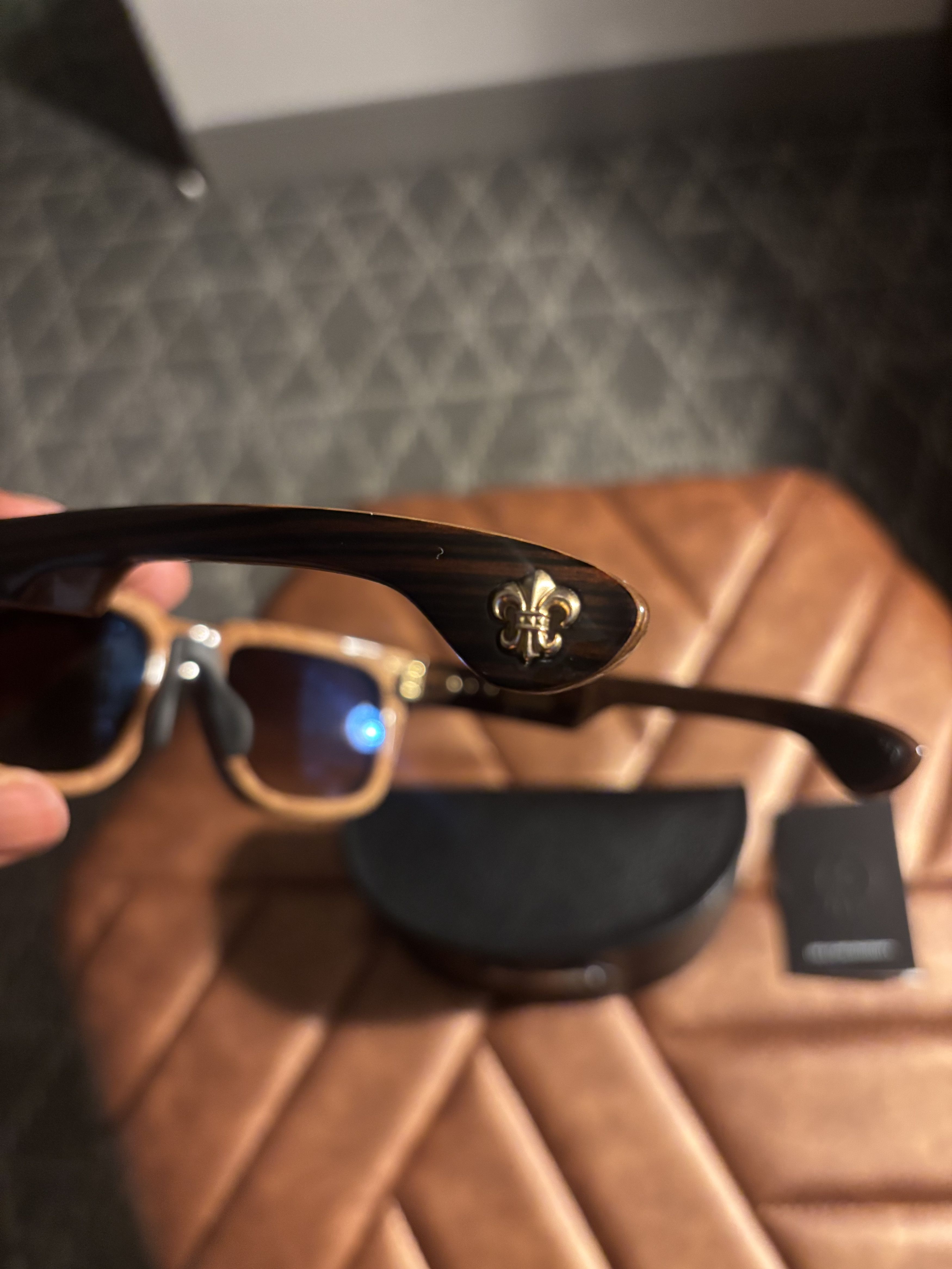 Chrome Hearts Chrome Hearts Lilith Wood Sunglasses WEWE-PV Brown Gold Size ONE SIZE - 6 Thumbnail