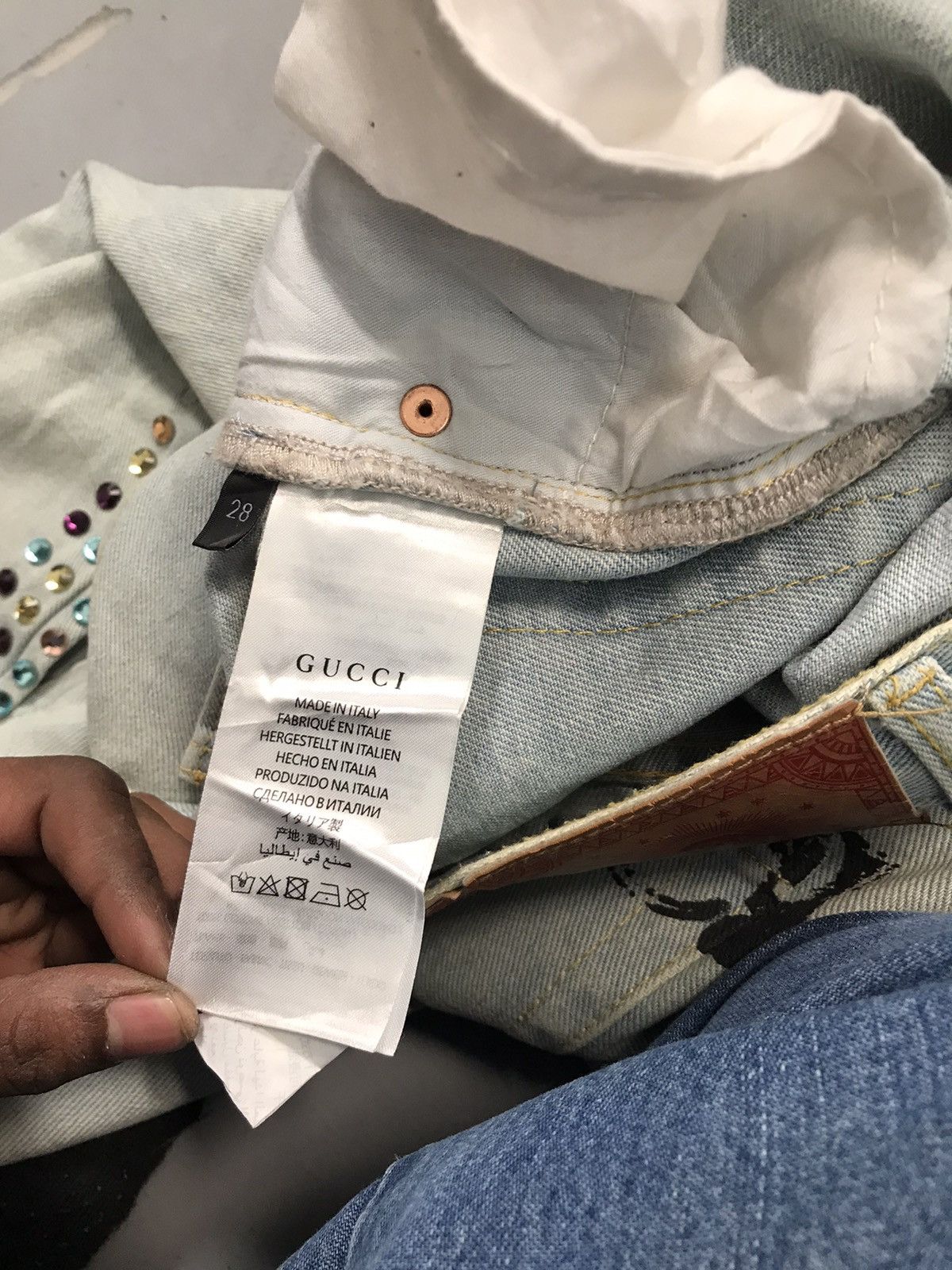 Vintage Vintage women’s gucci inspired studds crystel denim Size 28" / US 6 / IT 42 - 10 Thumbnail