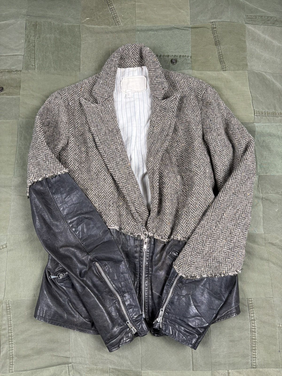 Greg Lauren 50/50 Leather / Wool Jacket Size US S / EU 44-46 / 1 - 2 Thumbnail