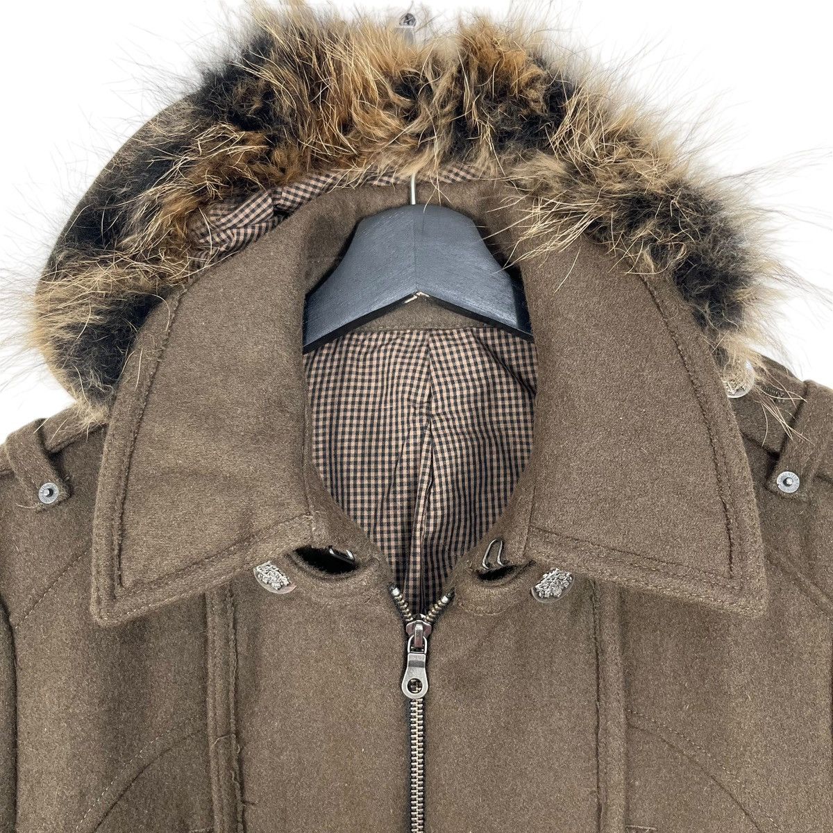 Designer × Japanese Brand Japanese Brand PPFM Detachable Furs Hoodie Women Wool Jacket Size M / US 6-8 / IT 42-44 - 5 Thumbnail