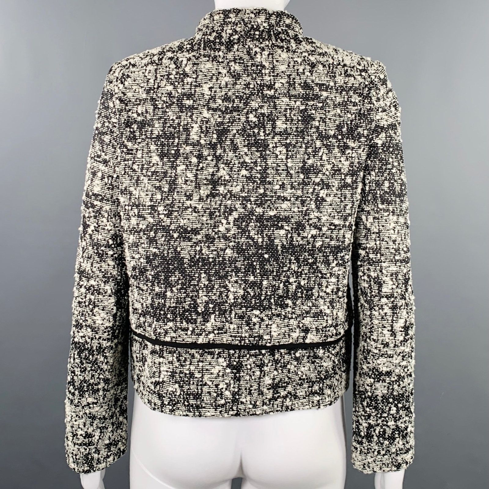 Proenza Schouler 2 Black White Cotton Blend Boucle Snaps Jacket Blazer Size XS / US 0-2 / IT 36-38 - 4 Thumbnail