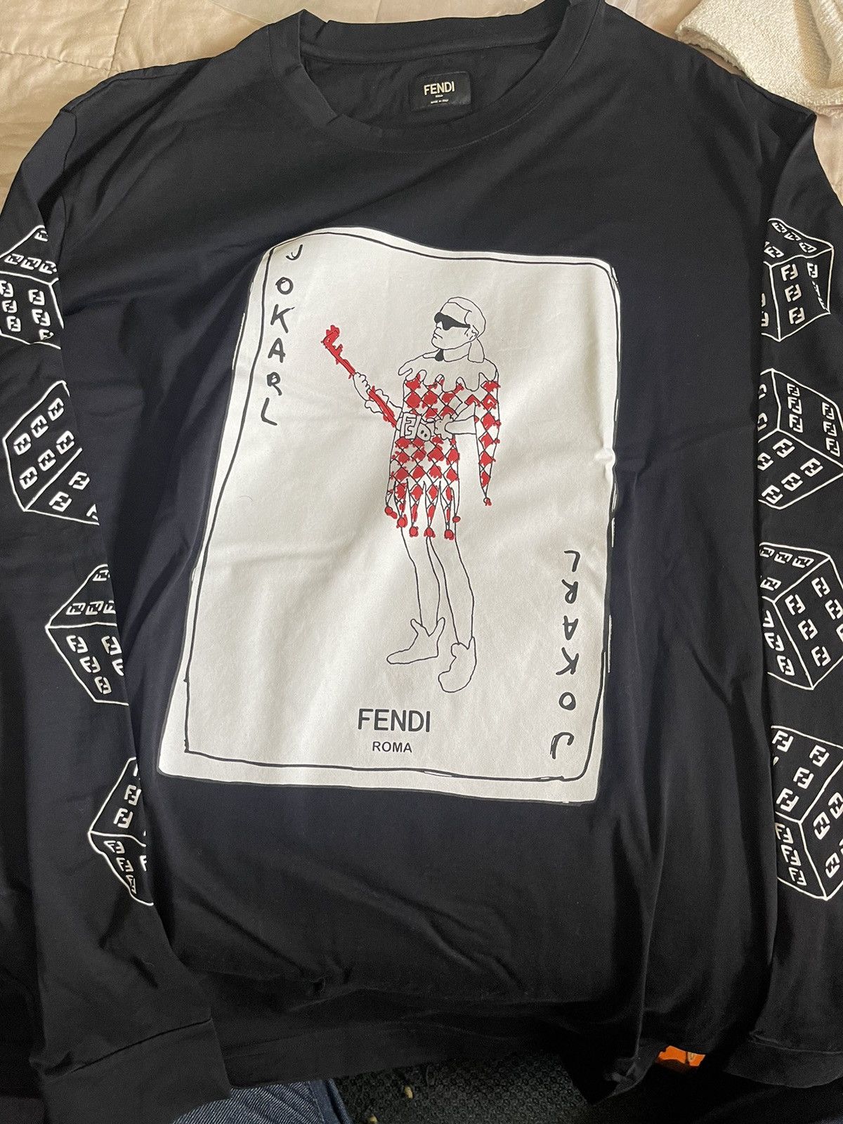 image of Fendi Longsleeve Tee in Black, Men's (Size 2XL)