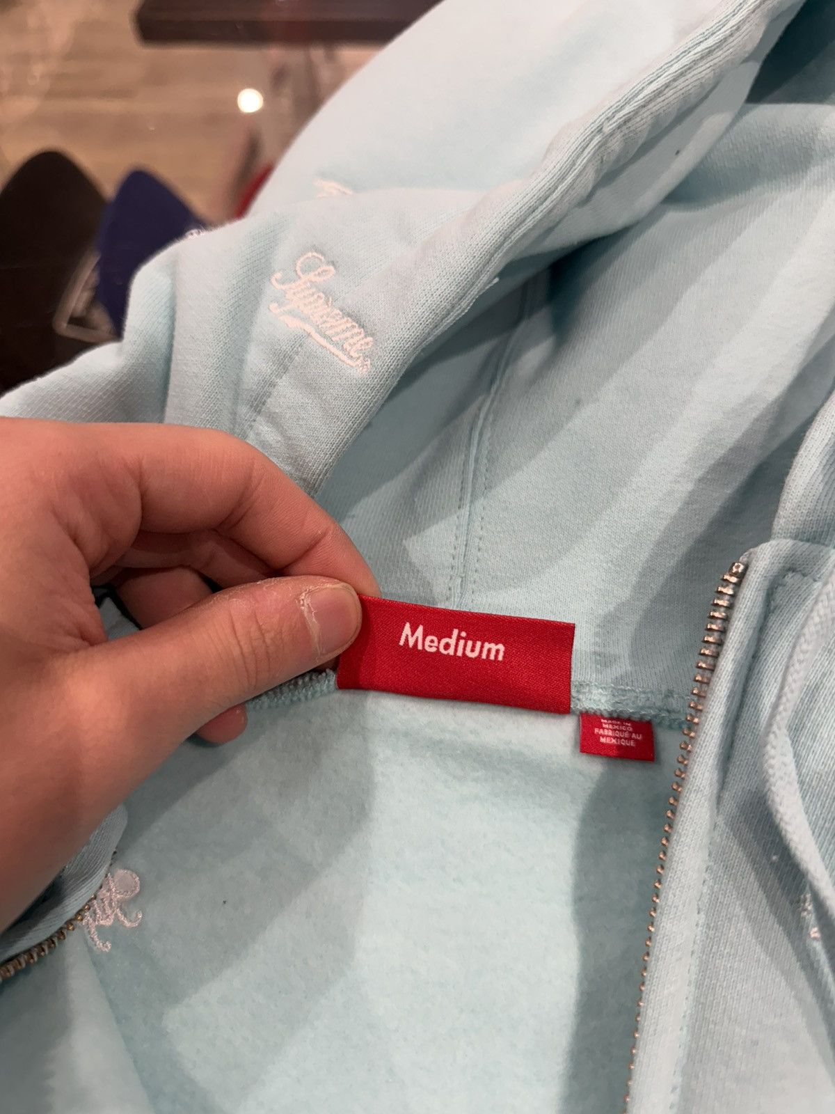 Supreme Supreme Repeat Script Zip Up Hoodie Light Blue Size US M / EU 48-50 / 2 - 6 Thumbnail