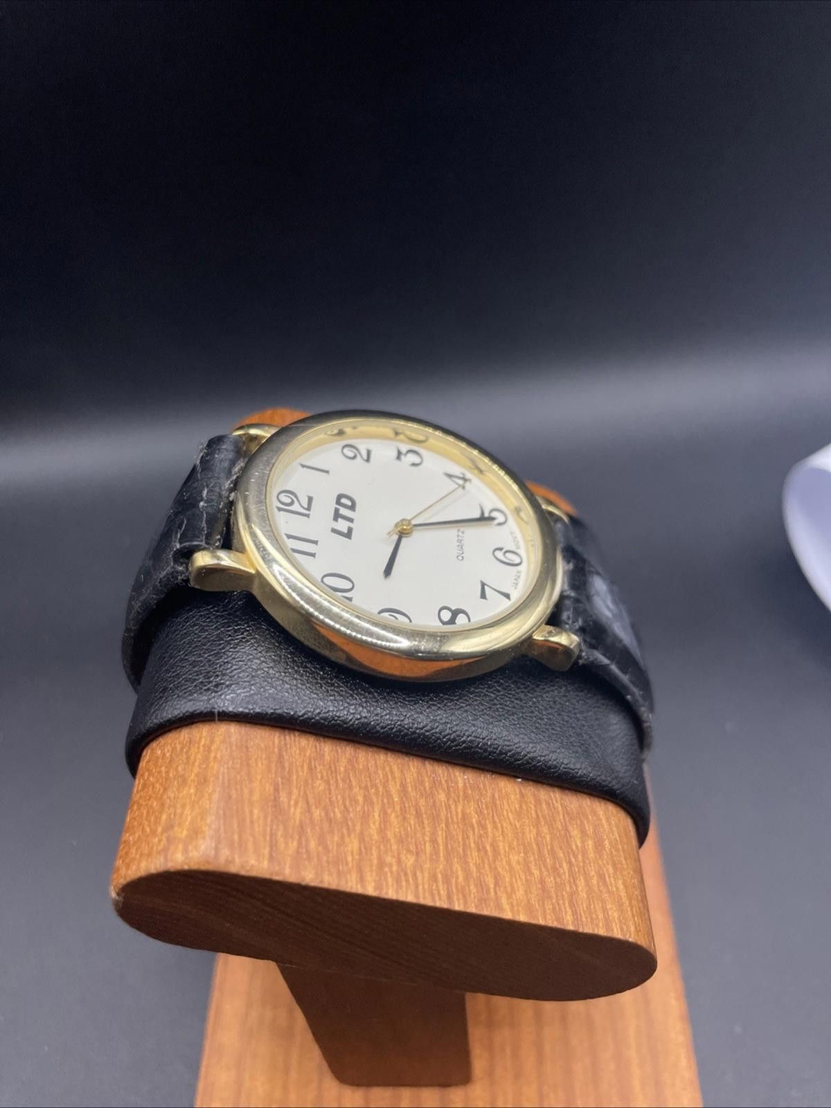 Shady Ltd LTD Cream Dial Gold Tone Black Band Quartz Watch New Battery Size ONE SIZE - 4 Thumbnail