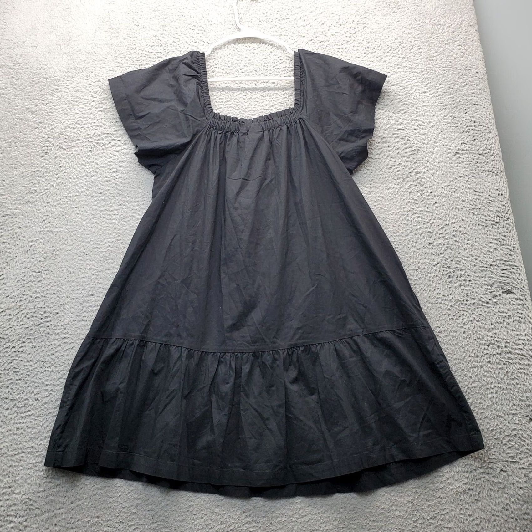 Gap Gap Womens A-Line Dress M Black Solid Off the Shoulder Pleated Pullover Size M / US 6-8 / IT 42-44 - 2 Thumbnail