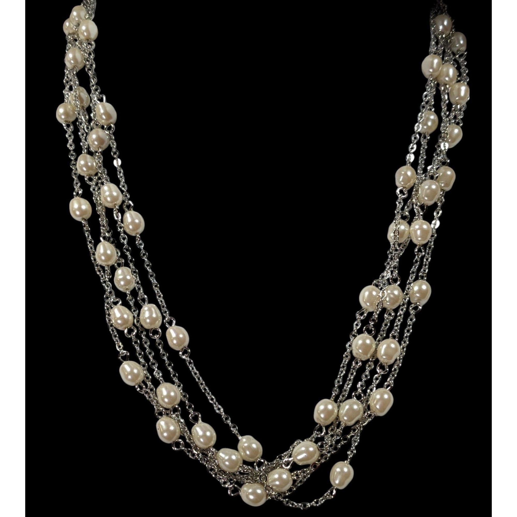 Other Elegant Glam Pearl Beaded Silver Tone Multilayer Necklace Size ONE SIZE - 2 Thumbnail