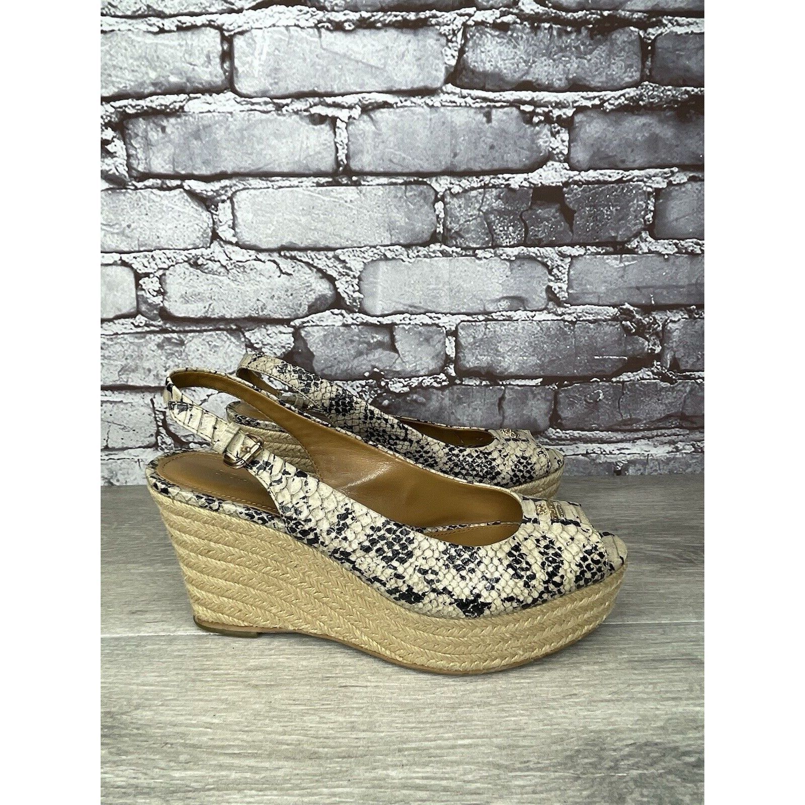 Coach Coach Ferry Snake Embossed Platform Espadrilles Wedges Strap Size US 7 / IT 37 - 9 Thumbnail