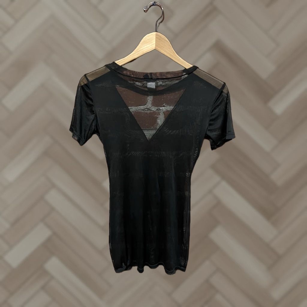 Vintage JNK Womens Black Short Sleeve Sheer Shirt Size XS Size XS / US 0-2 / IT 36-38 - 1 Thumbnail